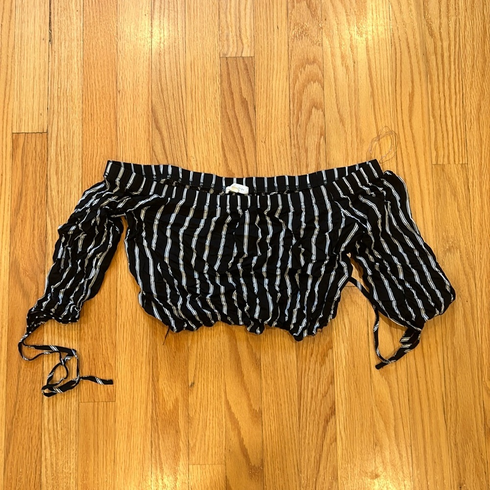 Striped off the shoulder crop top